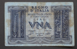 ITALY Banknotes  1 Lira 1939 F  REGNO D'ITALIA Biglietto Di Stato A Corso Legale Lire VNA - Italia – 1 Lira