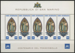 SAINT-MARIN N° 949 En Feuillet De 5 Exemplaires COTE 13,75 € NEUFS ** MNH CENTENAIRE DU 1ER TIMBRE-POSTE - Ungebraucht