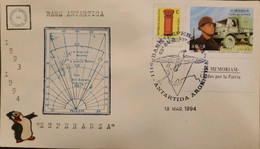 P) 1994 ARGENTINA, COVER, MAP ANTARCTICA BASE ESPERANZA, SOLDIER MEMORIAM-SIMPLE LETTER STAMP, XF - Andere & Zonder Classificatie