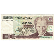 Billet, Turquie, 100,000 Lira, 1991, KM:205, TTB - Turkey