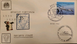 P) 1990 ARGENTINA, COVER, MAP ANTARCTICA BASE JUBANY, 50TH ANNIVERSARY L.A.D.E FOKKER STAMP, AIRMAIL, XF - Other & Unclassified