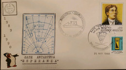 P) 1990 ARGENTINA, COVER, MAP ANTARCTICA BASE ESPERANZA, INVESTIGATIONS ACUÑA-SIMPLE LETTER STAMP, XF - Altri & Non Classificati