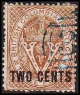 1868. BRITISH COLUMBIA & VANCOUVER ISLAND. TWO CENTS On V & Crown THREE CENTS. Perf. 14. Bluish Cancel 3 (... - JF512555 - Oblitérés