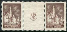 YUGOSLAVIA 1941 Slavonski Brod Philatelic Exhibition 4+3 D. Pair With Label MNH / **.  Michel 440 A Zf - Ungebraucht