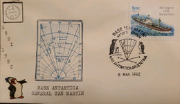 P) 1992 ARGENTINA, COVER, UPAEP, MAP ANTARCTICA BASE SAN MARTIN, SPAIN-AMERICA FREIGHTER STAMP, XF - Andere & Zonder Classificatie