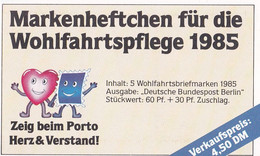 Berlin 1985 - Markenheftchen Wohlfahrtsmarken Wohlfahrtspflege - Postfrisch MNH - Folletos/Cuadernillos