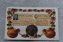 F607, Thanksgiving Greeting, Fantaisie - Giorno Del Ringraziamento