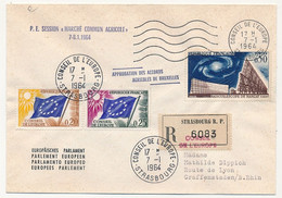 FRANCE => Env Affr Composé, Rec De Strasbourg RP Conseil De L'Europe, Session "Marché Commun Agricole 7/8-1-1964" - Cartas & Documentos