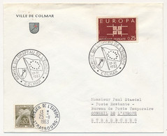 FRANCE => Env Affr 0,25 Europa + Taxe - Remise Du Drapeau De L'Europe COLMAR - 17/11/1963 - Cachets Commémoratifs