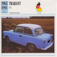 Trabant 601  (1968) - Voiture Populaire  -  Fiche Technique/Carte De Collection - Toerisme