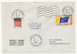 FRANCE => Env. Affr 0,20 Drapeau C.E. + Blason Amiens - Election Sur Le Siège Du Parlement Européen - 26/11/1964 - Covers & Documents