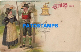 175984 SWITZERLAND GRUSS AUS ZILLERTHAL ART COSTUMES COUPLE PUBLICITY BESTER CAFFEE ZUSATZ POSTAL POSTCARD - Thal