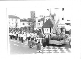 ARGELES SUR MER PLACE GAMBETTA - FANFARE ET DEFILE DE CHARS - PYRENEES ORIENTALES PHOTO 24.5*17.5 CM - Places