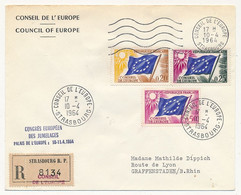 FRANCE => Env. Affr 0,20 + 0,25 + 0,50 Drapeau C.E., Reco, Congrès Européen Des Jumelages 10/4/1964 - Lettres & Documents