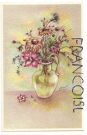 Fleurs Dans Un Vase En Verre Signée Erna Maison - Otros Ilustradores