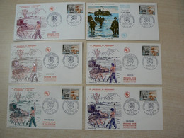 Enveloppes FDC GF-PJ Premier Jour 6 Juin 1964 - Débarquements Normandie Et Provence N° 1409 - 6 Bureaux Différents - 1960-1969