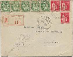 LETTRE AFFRANCHIE N° 111 - 5 EXEMPLAIRES + N° 283 X3 - OBLITEREE CAD VALENCAY -INDRE -1934 - Manual Postmarks