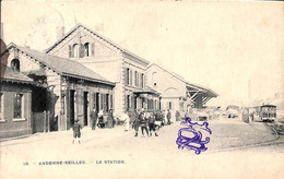 Andenne Seilles - La Station (animée Tram Tramway 1905 Photo Bertels Rare) - Andenne