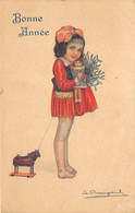 Illustrateur Enfant :    Fillette   Gui  Poupée. Bonne Année     ( Bte A)   (voir Scan) - 1900-1949
