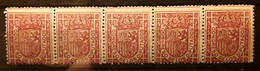 ESPANA ESPAGNE SPAIN 1896 Service, BANDE DE 5 Congreso De Los Diputados,Yvert No 10, Rose , Neuve ** MNH TB Peu Courant - Service