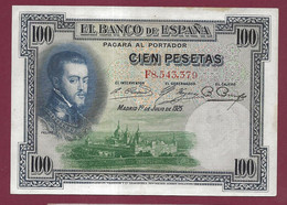 091221 - Billet ESPAGNE 1 Julio1925 100 Pesetas  FELIPE II  Neuf - 100 Pesetas