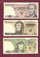 091221 - Billet POLOGNE BANK POLSKI 3 Billets 50 100 Et 500 Zlotych 1982 1988 Neuf - Polonia