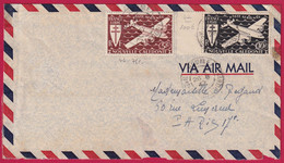 POSTE AERIENNE N°46 47 NOUMEA NOUVELLE CALEDONIE 1947 PUR PARIS LETTRE COVER FRANCE LIBERATION - Lettres & Documents