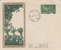 Enveloppe  1er  Jour   ISRAEL   Ouverture   Du   Bureau  De   Poste   De   GANEI  TIKVA   1955 - Storia Postale