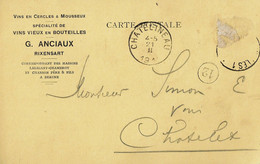 Carte Postale Avec Publicité Circulée En 1912 G.Anciaux Spécialité De Vins Vieux En Bouteilles à Rixensart - Rixensart