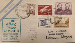 P) 1960 ARGENTINA, COVER, FIRST FLIGHT FROM SOUTH AMERICA TO GREAT BRITAIN, PHILATELIC DAY-AIRCLUB-NATIONAL WEALTH STAMP - Otros & Sin Clasificación