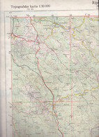 CROATIA   --  RIJEKA   --  TOPOGRAFSKA KARTA  -  MILITARY -JNA  --  IZDAJE:  VOJNOGEOGRAFSKI INSTITUT  -  69 Cm X 48 Cm - Cartes Topographiques