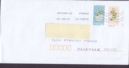 France LA POSTE 2021 Cover Lettre BRØNDBY STRAND Denmark 2x Different 'Le Petit Prince' Timbres - Brieven En Documenten