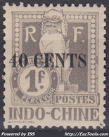 INDOCHINE : TAXE N° 28a VARIETE DU 4 FERME NEUF ** GOMME SANS CHARNIERE - Timbres-taxe