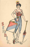 Illustrateur RAVOLO 1915 WW1 Femme Porte Drapeau La SERBIE CPA - Guerra 1914-18