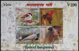 Bangladesh 2010 MNH Sc #772 Sheet Of 4 10t Sparrow, Munia, Dove, Myna - Bangladesh