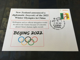 (5 D 11) 8-12-2021 - New Zealand Diplomatic (boycott) Of China 2022 Winter Olympic Games Announced (Olympic Stamp) - Hiver 2022 : Pékin