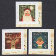 Qc. SANTA CLAUS, DEER, ELF - CHRISTMAS = Set Of 3 Stamps With CANDY CANE Colour ID - TRAFFIC LIGHTS - MNH Canada 2021 - Nuovi
