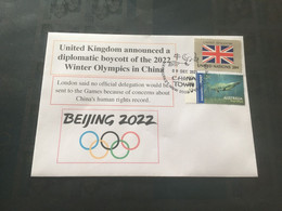 (5 D 11) 9-12-2021 - UK Diplomatic Boycott Of China 2022 Winter Olympic Games Announced (Japan Flag UN Stamp) - Invierno 2022 : Pekín