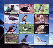 TONGA 2012 Mi 1754-1765 BIRDS OF TONGA MINT SHEETLET ** FACE VALUE $50 - Tonga (1970-...)