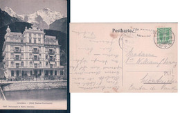 Interlaken BE, Hôtel Central Continental + Cachet Linéaire ERLENBACH (BERN) (11.8.1908) Pli D'angle - Erlenbach Im Simmental