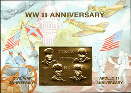 GUYANA 1994 Mi BL 397 WW2, CIVIL WAR, APOLLO 11 ANNIVERSARY GOLD FOIL No. 472 MINT MINIATURE SHEET ** - Guerre Mondiale (Seconde)