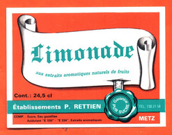 étiquette Ancienne De Limonade Ets P Rettien à Metz - 24,5 Cl - Altri
