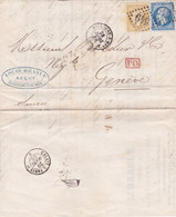 Marcophilie -lettre 1866  Louis Branly Agent A Boulogne S/ Mer -  Cachets Boulogne S/ Mer Et Calais A Paris - 1849-1876: Classic Period