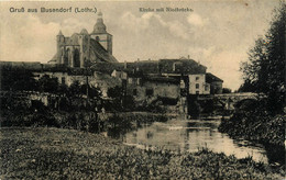 Gruss Aus Busendorf ( Lothr. ) * Bouzonville Moselle 57 * Kirche Mit Niedbrücke * Pêcheur Pêche à La Ligne - Autres & Non Classés