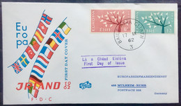 IRELAND 1962 ,EUROPA , FLAGS IMAGED,SET OF 2 STAMPS , PRIVATELY ISSUED  FDC - Storia Postale