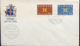 ICELAND 1963, EUROPA ,COAT OF ARM ,  2 STAMPS SET FDC - Cartas & Documentos