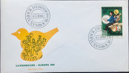 LUXEMBOURG 1981 ,EUROPA,MUSIC BAND & BIRD ,FDC - Lettres & Documents
