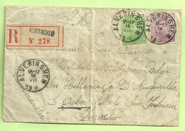 137+139 Op Brief Aangetekend ALVERINGHEM 16/7/1918 Naar "Hopital Militaire Belge - à D'ANGERVILLE-L'ORCHER (3644 - Zone Non Occupée