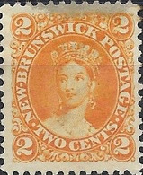 NEW BRUNSWICK 1860 Queen Victoria - 2c - Orange MH - Used Stamps