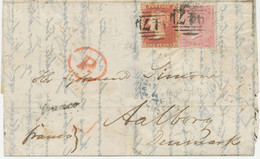 GB 1858, QV 1 D Red Stars (GH) Together With 4 D Rose-carmin On Very Fine Cover Tied By Numeral „947“ (HARTLEPOOL) - Cartas